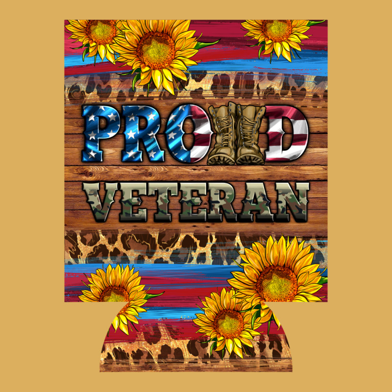 Proud Veteran  12 Oz Regular Can Cooler Premium Hoodie by Artiststas | Teevron