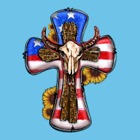 American Flag Cross Cow Skull Sunflowers Premium Sweatshirt | Teevron