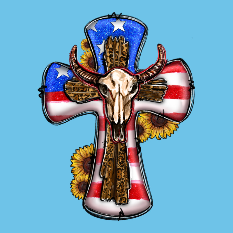 American Flag Cross Cow Skull Sunflowers Premium Sweatshirt by RanaPortraitStore | Teevron