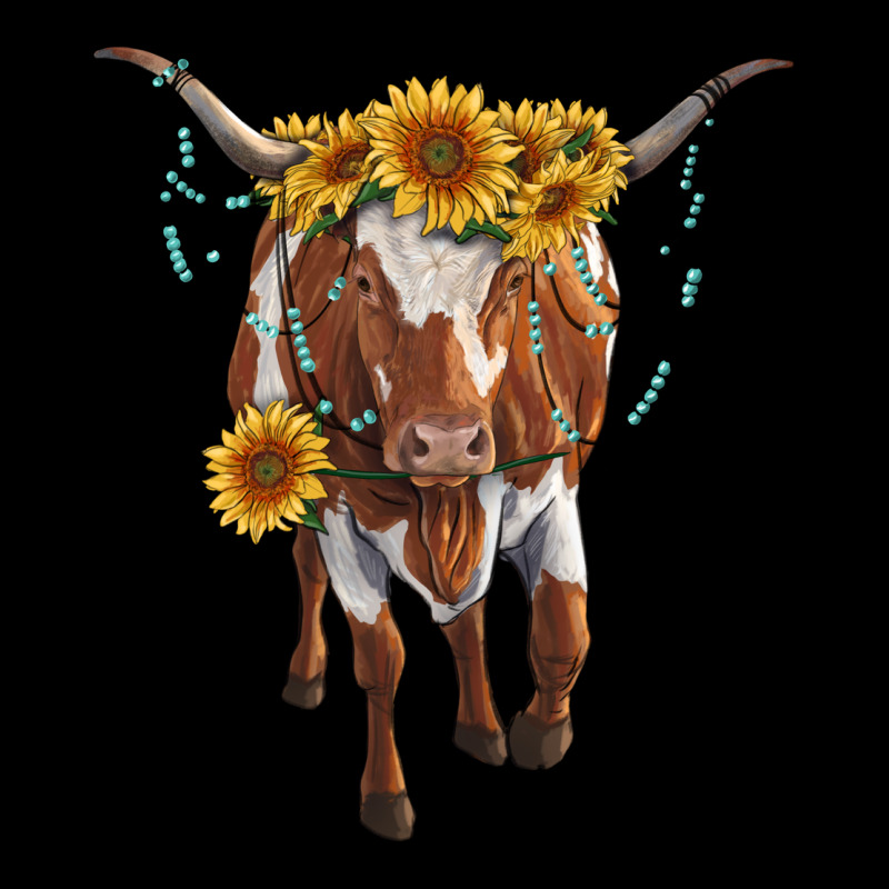 Longhorn Cow With Sunflowers Premium Sweatshirt by RanaPortraitStore | Teevron