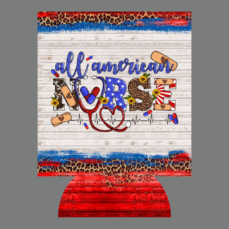 All American Nurse 12 Oz Regular Can Cooler Premium Hoodie by Artiststas | Teevron