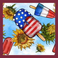 4th Of July Sunflowers Ice Cream Seamless Pattern Premium Hoodie | Teevron