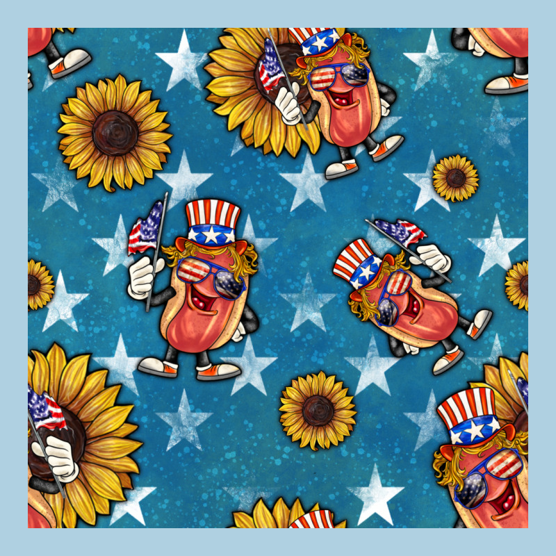 4th Of July Sunflowers Hotdog Seamless Pattern Premium Hoodie by BundleAndBundleShop | Teevron