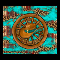 Cowboy Hat Turquoise Aztec Background Old Wheel Urban Hoodie | Teevron