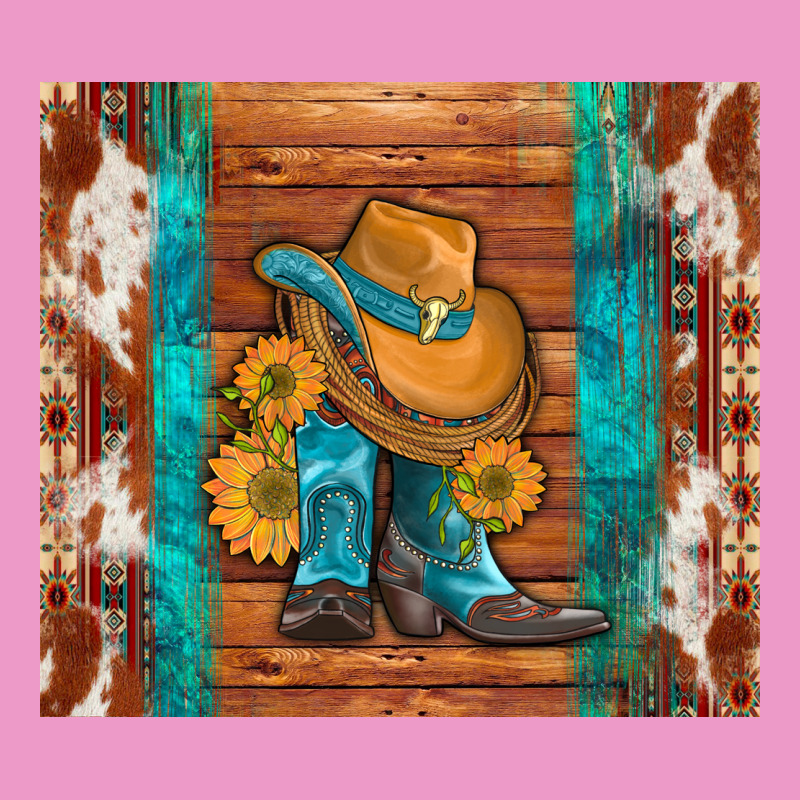 Cowboy Boots Turquoise Aztec Cowhide Urban Hoodie by Artiststas | Teevron