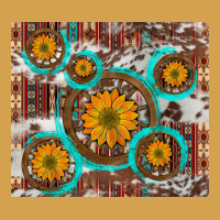 Sunflowers And Western Old Wheel Aztec Cowhide Background Urban Hoodie | Teevron