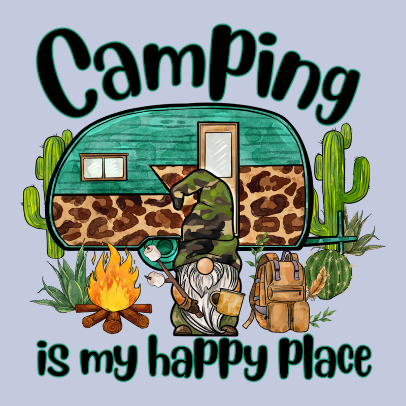 Camping Is My Happy Place Caravan And Gnome Long Sleeve Tee by BarkalooDesign | Teevron