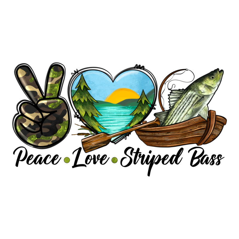 Camouflage Peace Love Striped Bass Premium Tee by LillyAllenDesigns | Teevron