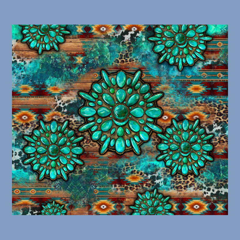 Gemstone Turquoises Aztec Leopard Cowhide Urban Hoodie by Artiststas | Teevron