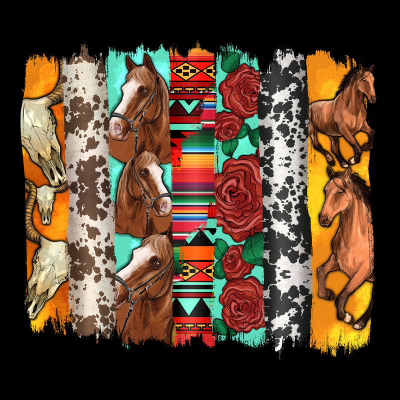 Western Horses Roses And Bullskulls Wıth Cowhide Amd Serape Brushstro Urban Hoodie by Artiststas | Teevron
