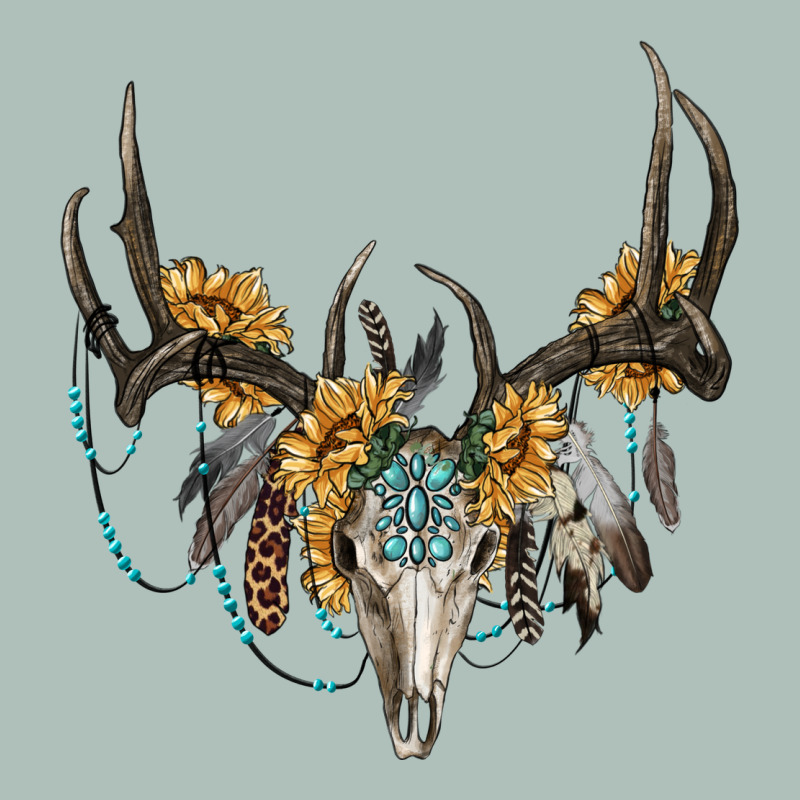 Boho Deer Skull Sunflowers And Gemstone Heavyweight Hoodie by RanaPortraitStore | Teevron