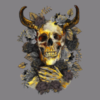 Bull Human Skull With Gold Roses Heavyweight Hoodie | Teevron