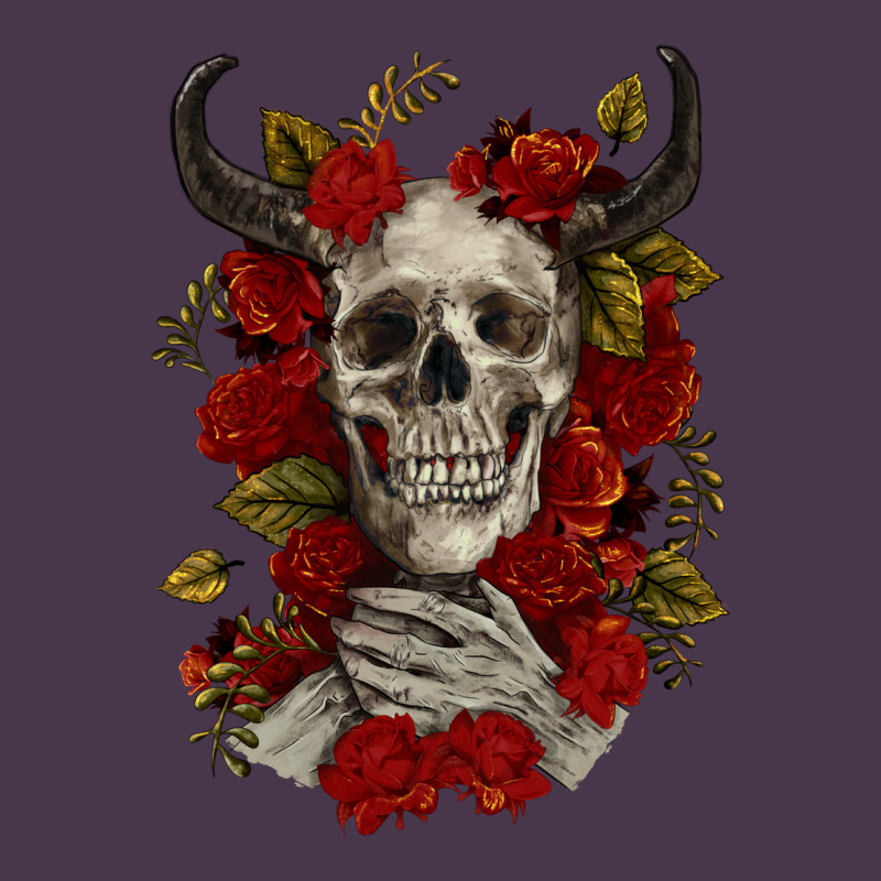 Bull Human Skull With Roses Heavyweight Hoodie by RanaPortraitStore | Teevron