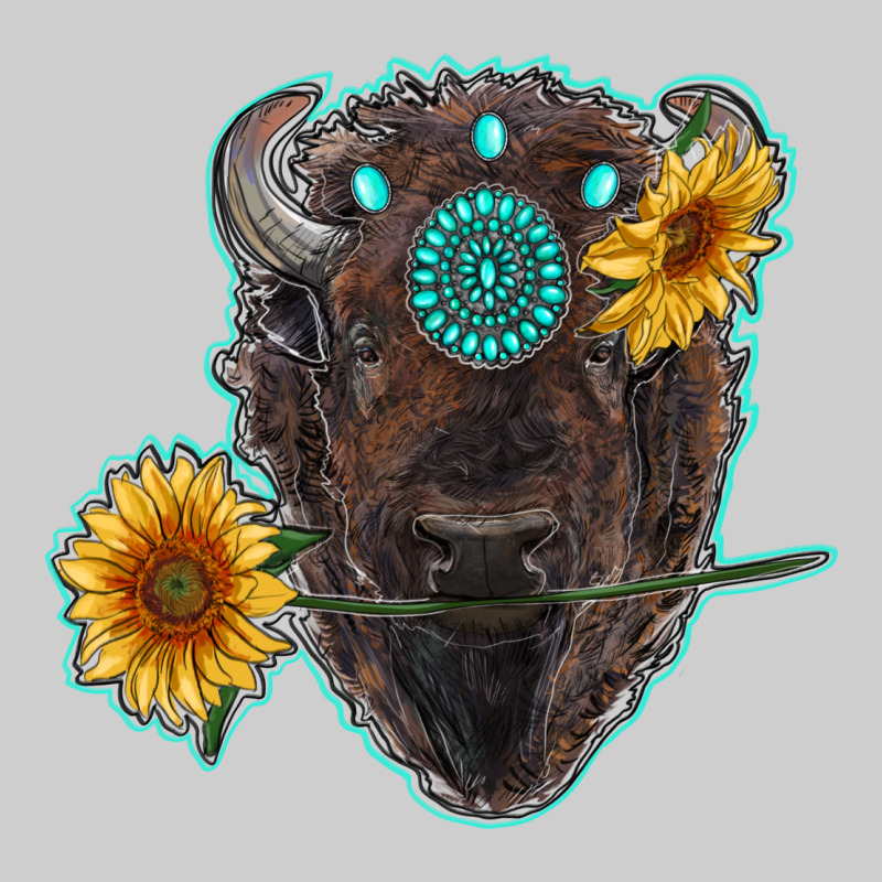 Bison Head With Sunflowers And Gemstone Premium Sweatshirt by RanaPortraitStore | Teevron