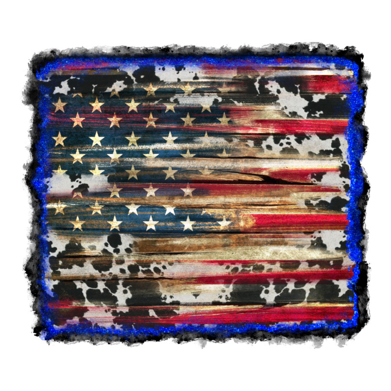 American Flag With Cowhide Background Premium Sweatshirt by RanaPortraitStore | Teevron