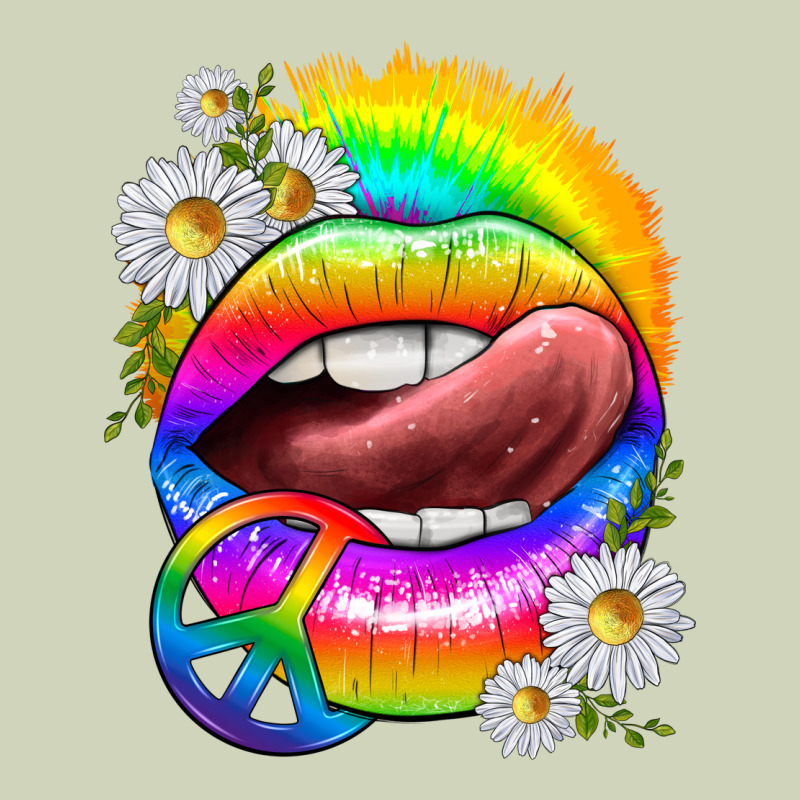 Rainbow Lips With Daisies Heavyweight Hoodie by texasbilliewilder | Teevron