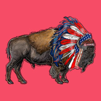 American Bison With Indian Headdress Premium Sweatshirt | Teevron