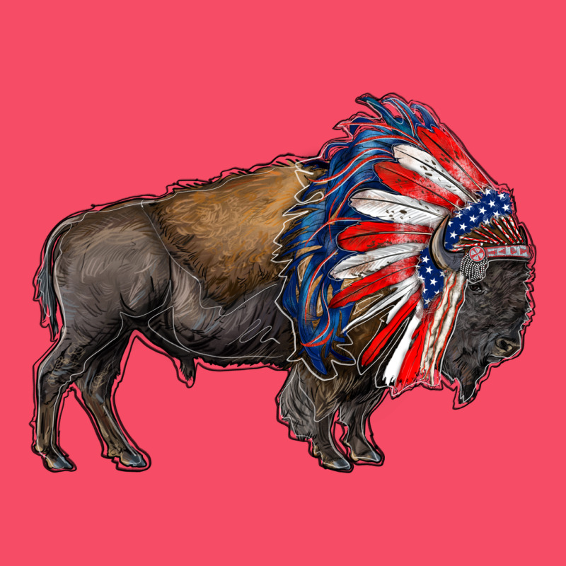 American Bison With Indian Headdress Premium Sweatshirt by RanaPortraitStore | Teevron