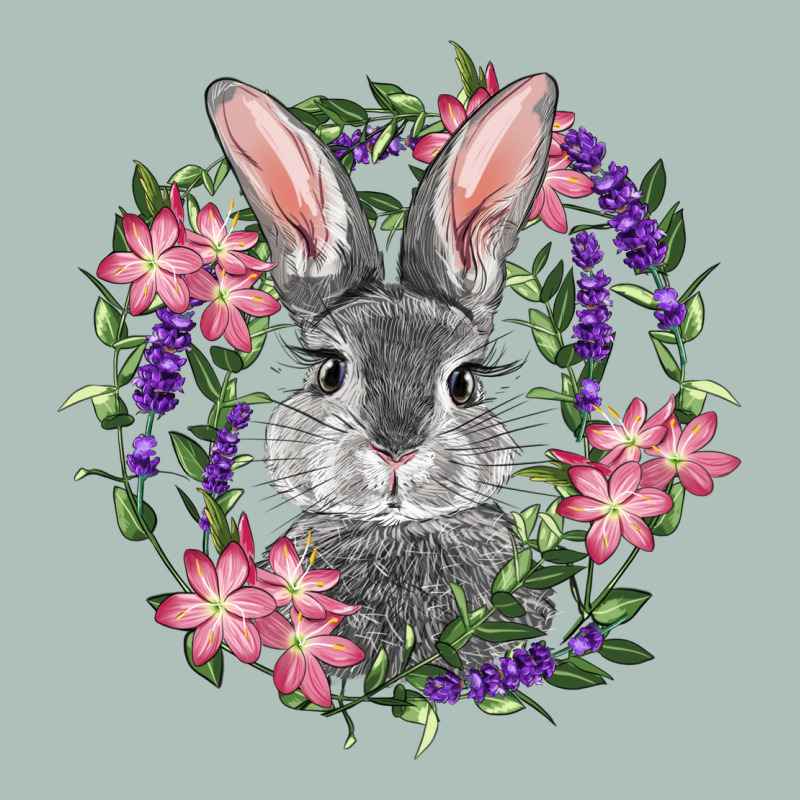 Easter Bunny With Floral Wreath Heavyweight Hoodie by RanaPortraitStore | Teevron