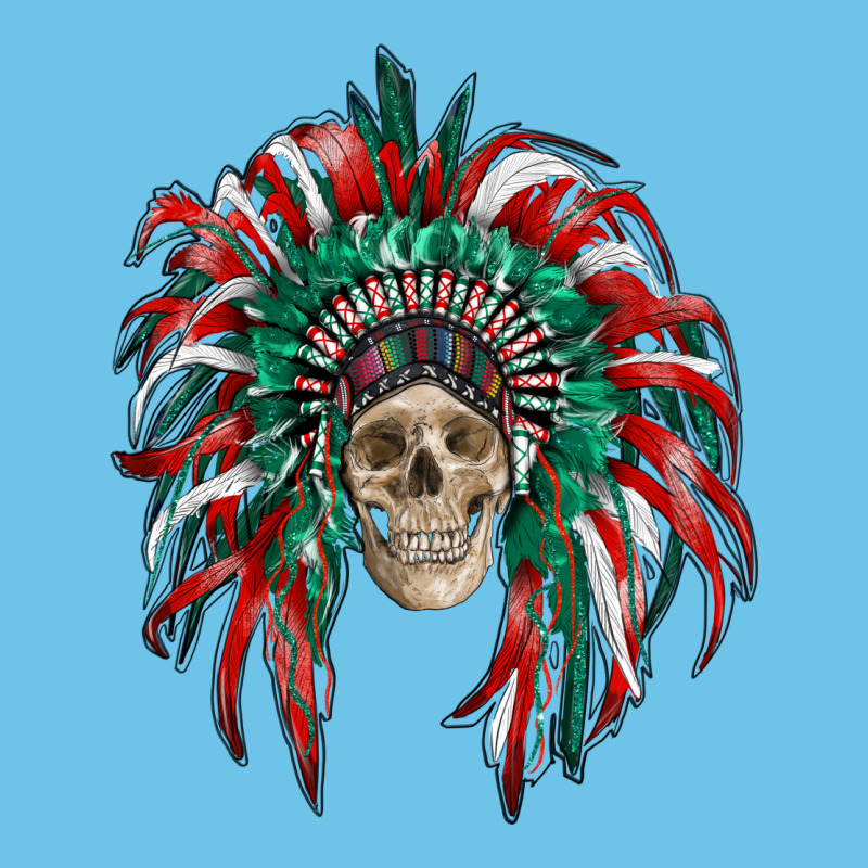 Mexican Flag Indian Headdress With  Skull Premium Sweatshirt by RanaPortraitStore | Teevron