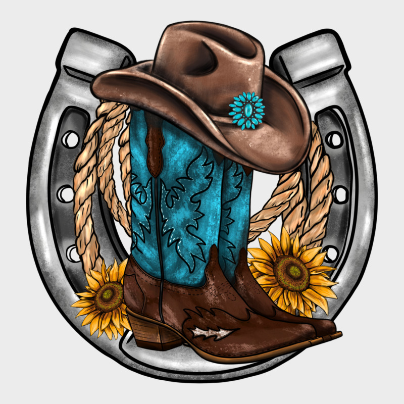 Western Horseshoe Boots Hat Rope Sunflower Urban Hoodie by AdoDesignShop | Teevron