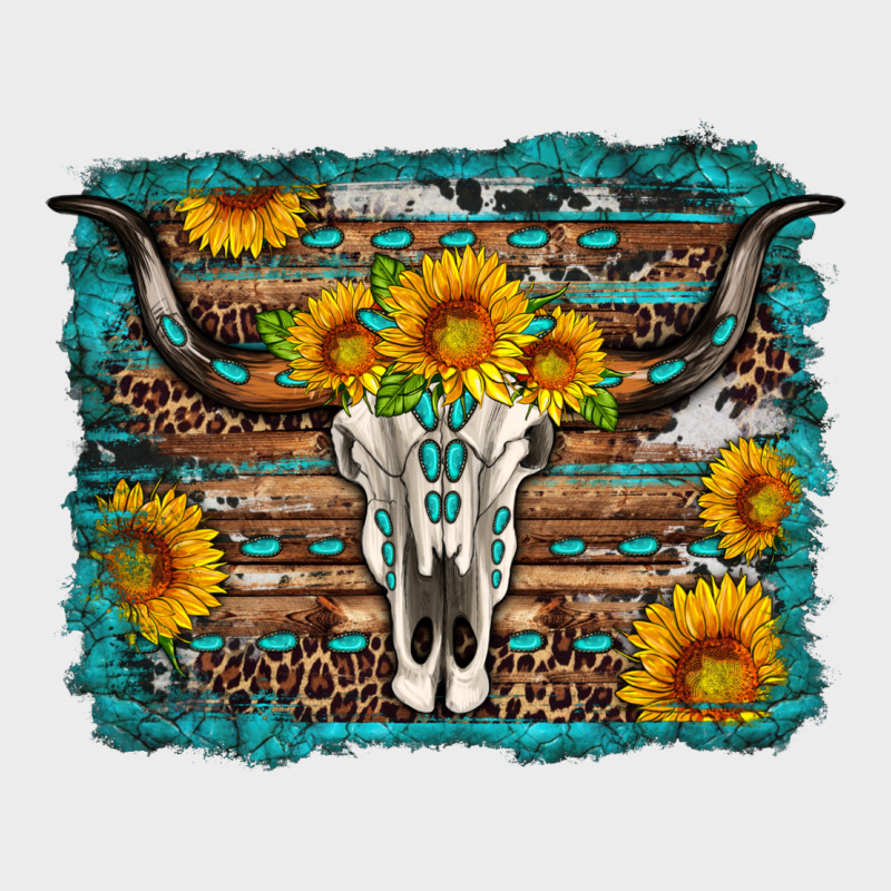 Longhorn Bull Skull Western Turquoise Background Urban Hoodie by Artiststas | Teevron