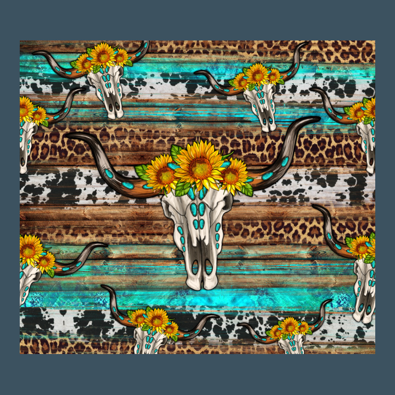 Longhorn Bull Skull Cowhide Leopard Turquoise Urban Hoodie by Artiststas | Teevron