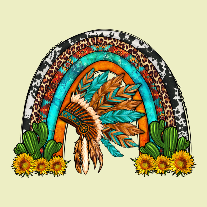 Indian Headdress Cactus And Sunflowers Rainbow Urban Hoodie by Artiststas | Teevron