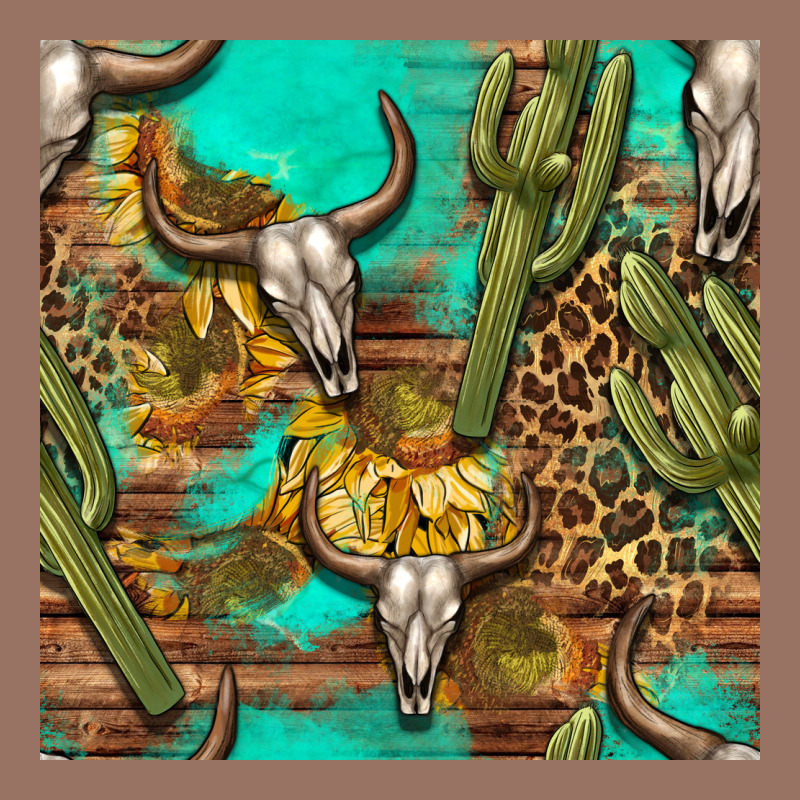 Western Bull Skull And Cactus Seamless Pattern Premium Hoodie by BundleAndBundleShop | Teevron