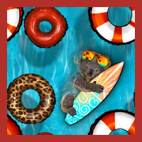 Koala At The Pool Seamless Pattern Premium Hoodie | Teevron