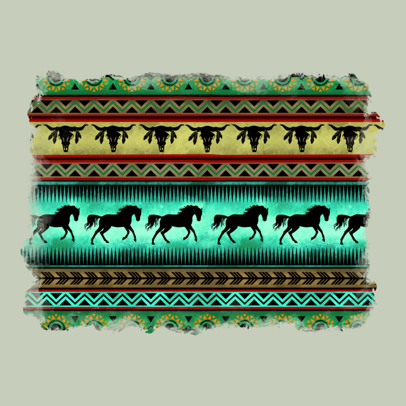Turquoise Aztec Bullskull And Horse Long Sleeve Tee by BarkalooDesign | Teevron