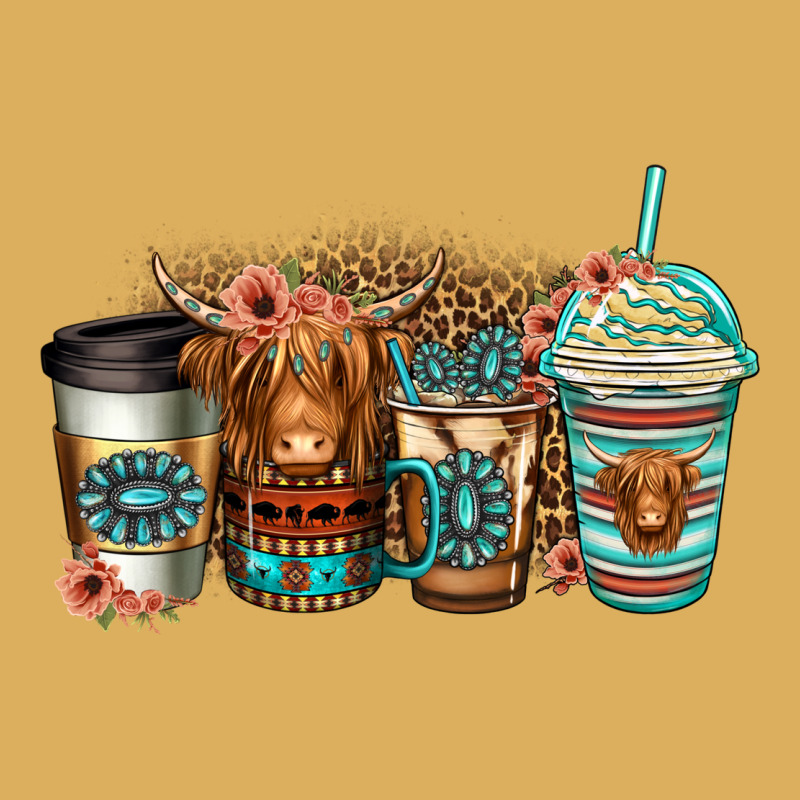 Serape Floral Longhaired Cow Coffee Cups Premium Hoodie by Jasminsmagicworld | Teevron