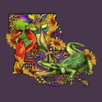 Louisiana Map With Mardi Gras Crocodile Heavyweight Hoodie | Teevron