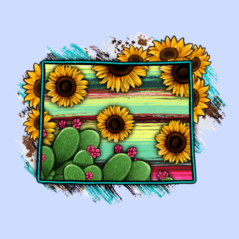 Wyoming Map Sunflower Cactus Serape Urban Heavy Tee by RanaPortraitStore | Teevron
