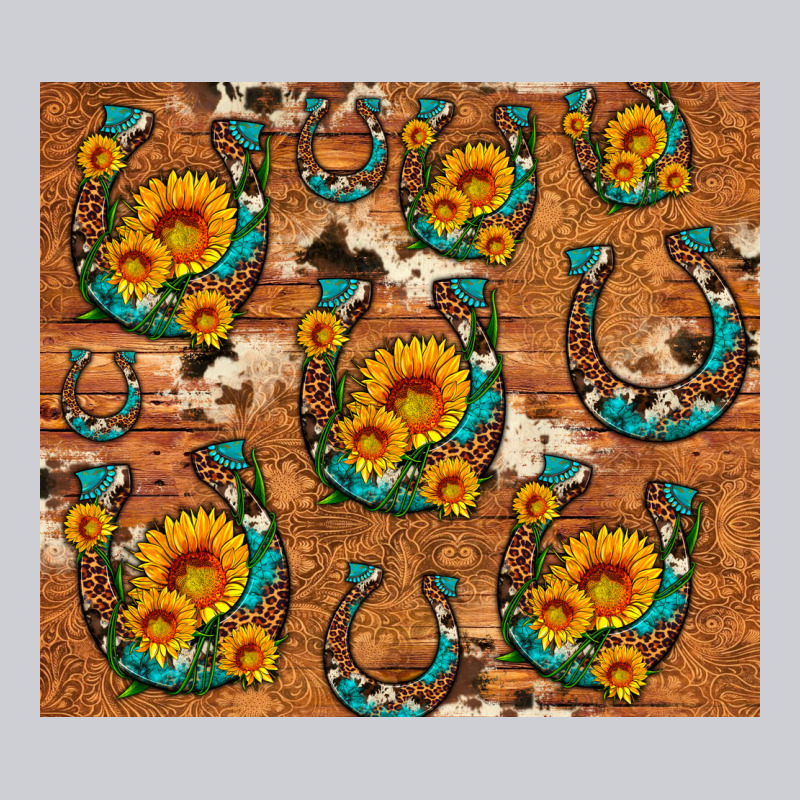 Sunflower Turquoise Leopard Cowhide Horseshoe Urban Hoodie by Artiststas | Teevron