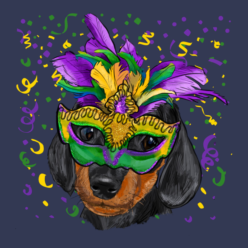 Mardi Gras Dachshund Puppy With Mask Heavyweight Hoodie by RanaPortraitStore | Teevron