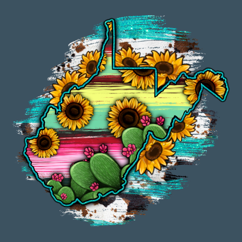 West Virginia Map Sunflower Cactus Serape Urban Heavy Tee by RanaPortraitStore | Teevron
