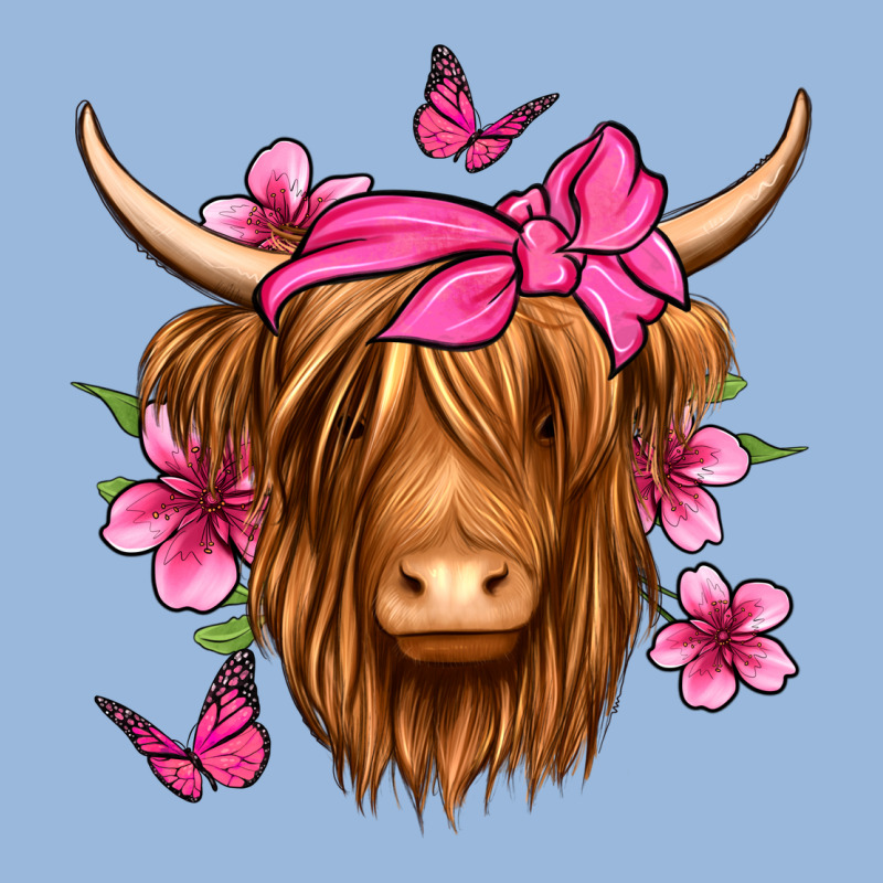 Floral Pink Bandana Longhaired Cow Premium Hoodie by Jasminsmagicworld | Teevron