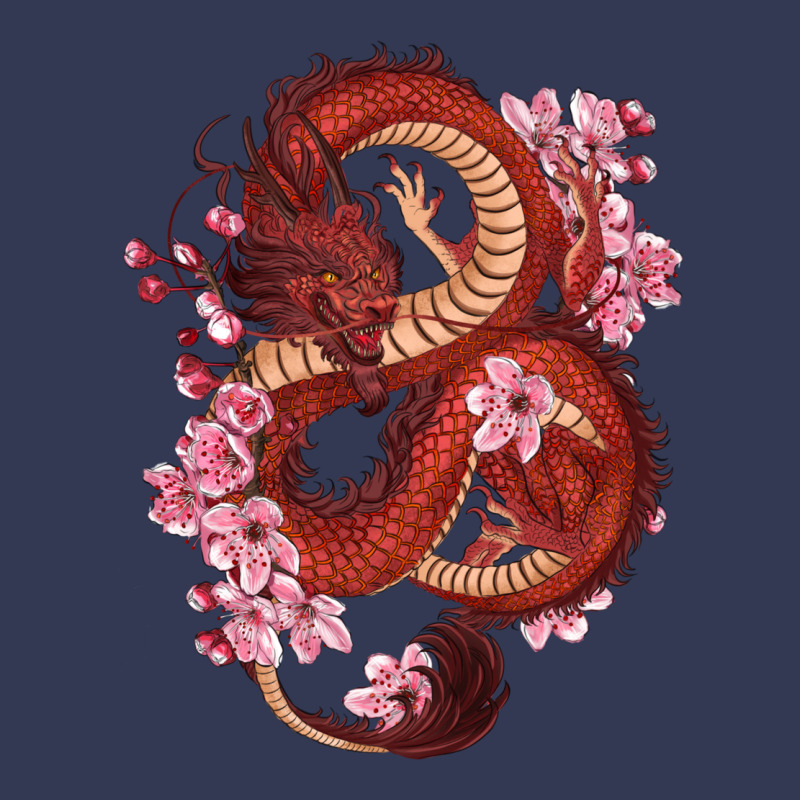 Red Dragon And Sakura Cherry Blossoms Heavyweight Hoodie by RanaPortraitStore | Teevron