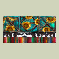 Rusty Sunflowers With Cowhide And Turquoise Heavyweight Hoodie | Teevron