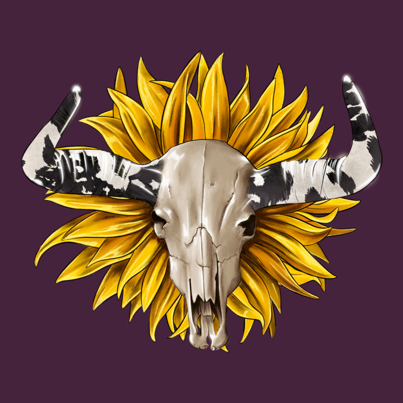 Cowhide Bull Skull And Sunflower Long Sleeve Tee by BarkalooDesign | Teevron