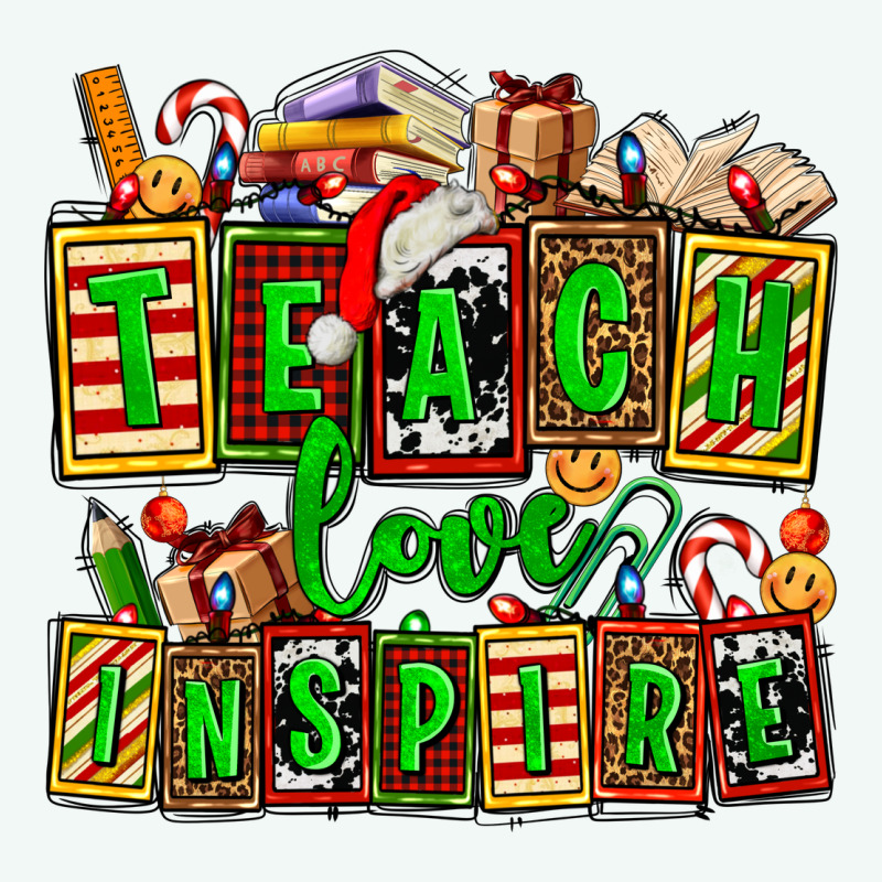 Teach Love Inspire With Christmas And Teacher Elements Premium Hoodie by AdoDesignShop | Teevron