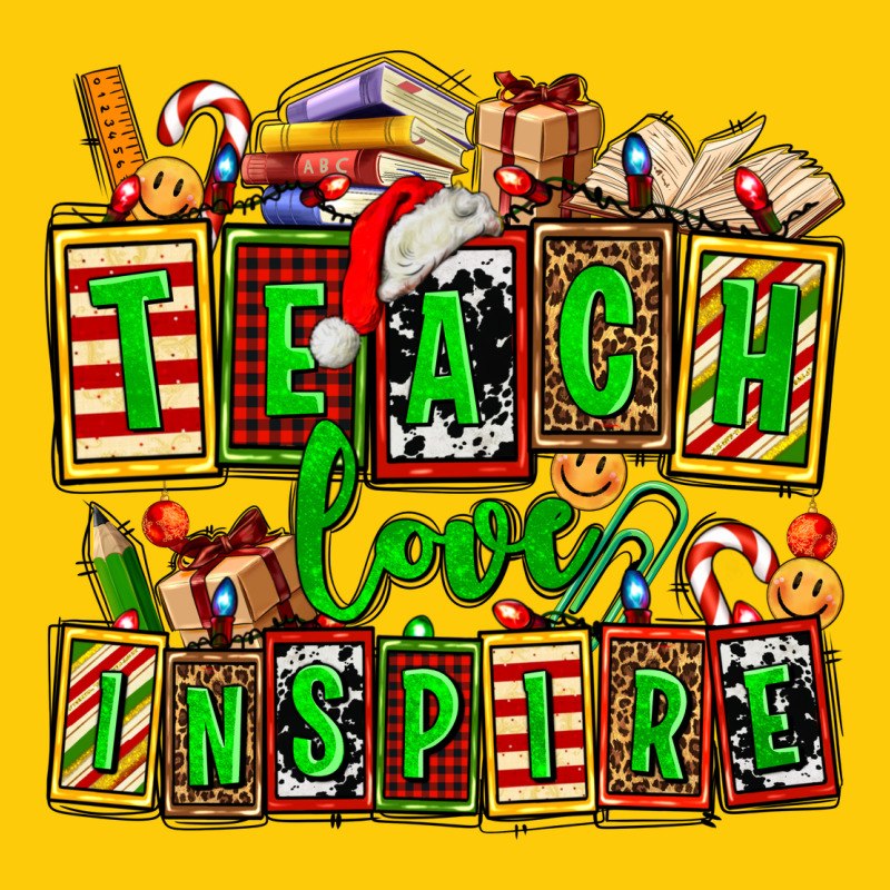 Teach Love Inspire With Christmas And Teacher Elements Premium Hoodie by AdoDesignShop | Teevron