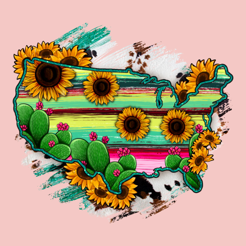 America Map Sunflower Cactus Serape Urban Heavy Tee by RanaPortraitStore | Teevron