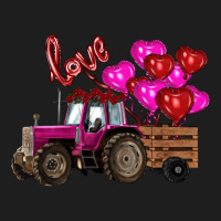 Valentine's Day Pink Tractor With Pin Heart Balloons Heavyweight Hoodie | Teevron
