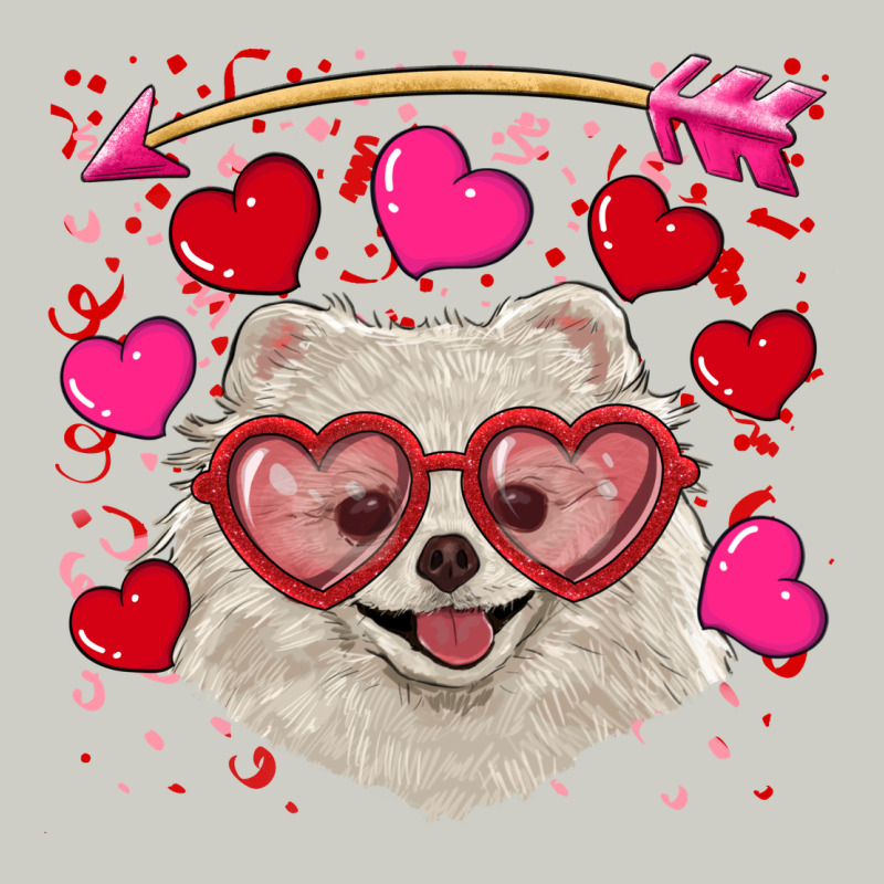 Valentine's Day White Pomeranian Heavyweight Hoodie by RanaPortraitStore | Teevron