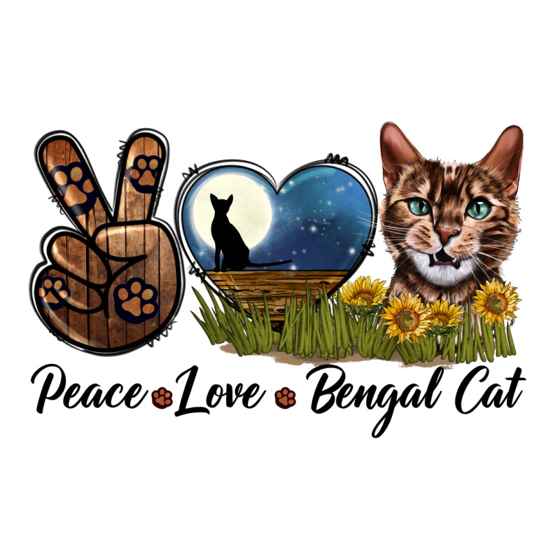 Peace Love Bengal Cat Head Premium Tee by LillyAllenDesigns | Teevron