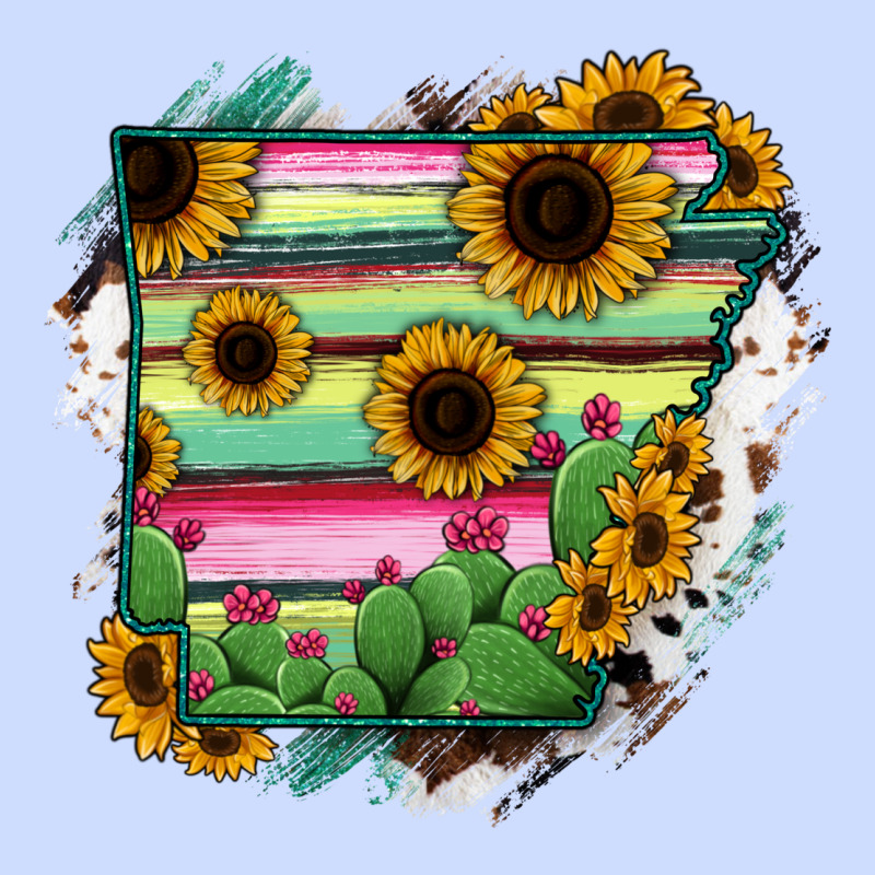 Arkansas Map Sunflower Cactus Serape Urban Heavy Tee by RanaPortraitStore | Teevron