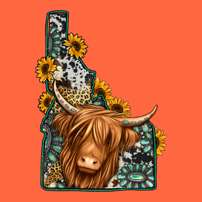 Idaho Map Long Haired Cow Premium Hoodie by Jasminsmagicworld | Teevron