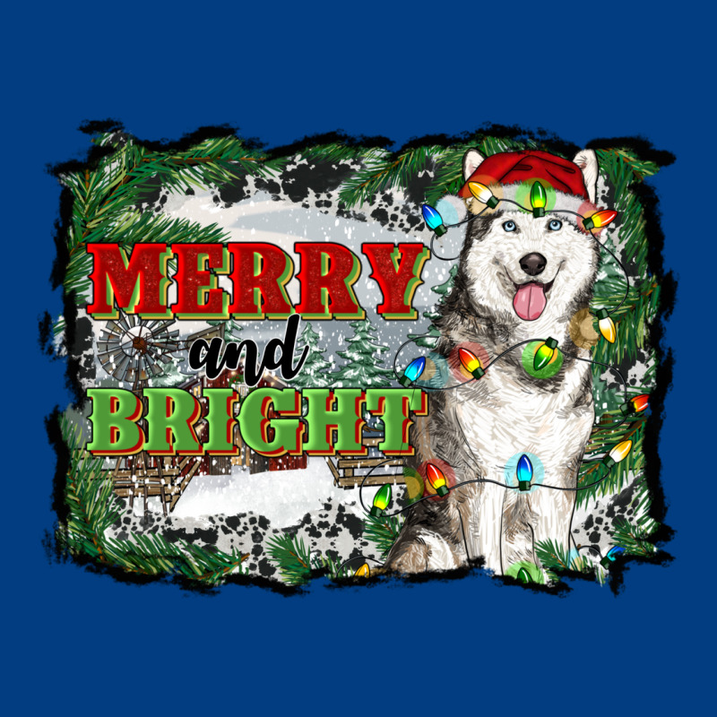 Merry And Bright Husky Farm  Background Premium Sweatshirt by RanaPortraitStore | Teevron